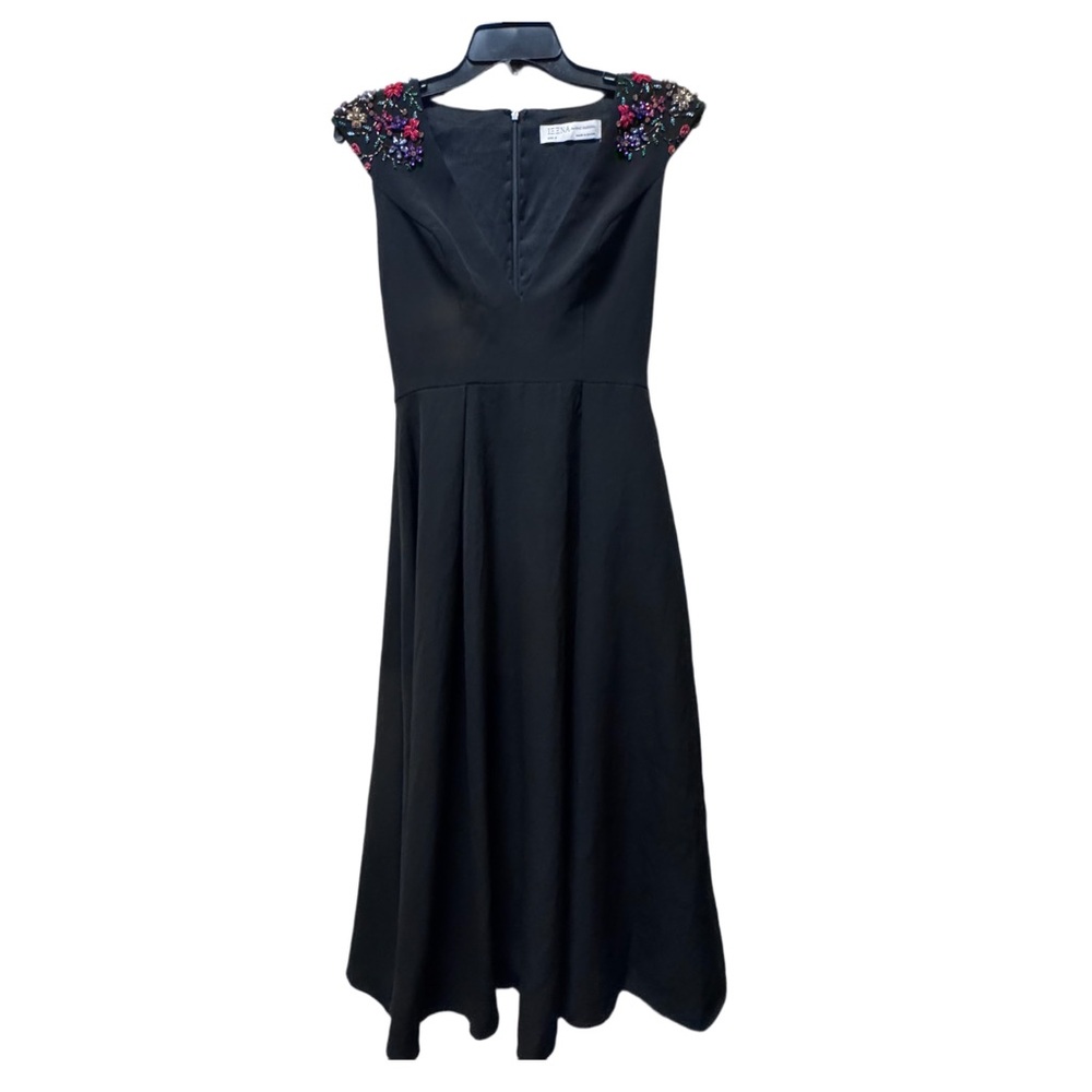 NWT Mac Duggal Ieena Beaded Cap Sleeve A Line Midi Dress - 0 - Picture 6 of 9